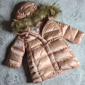 Baby GAP long pink puffer w/ removable faux fur